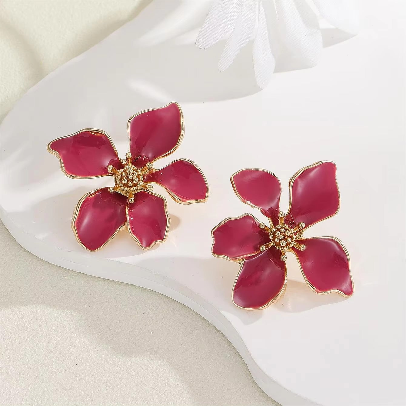 Enamelled Flora Stud Earrings