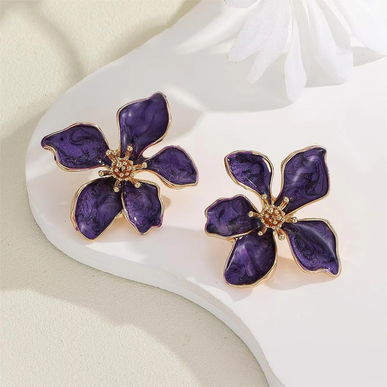 Enamelled Flora Stud Earrings
