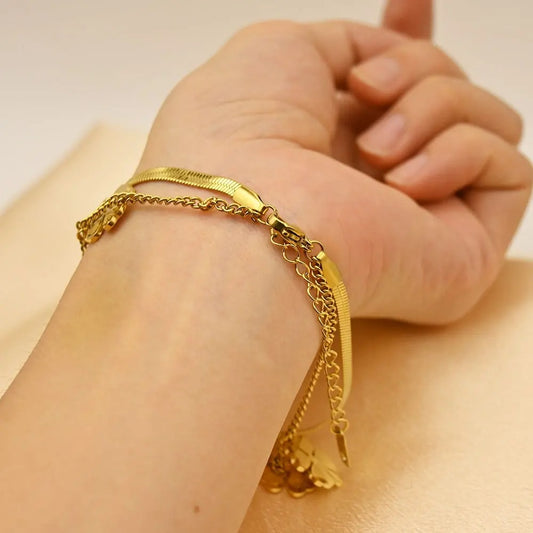 Four Leaf Clover Multi Layered Bracelet