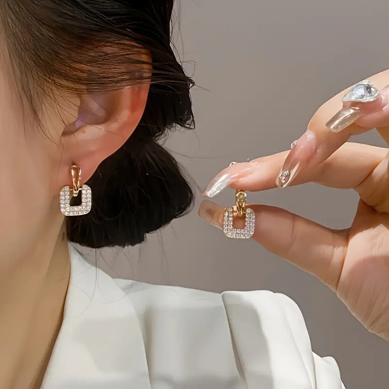 Stone Square Drop Studs