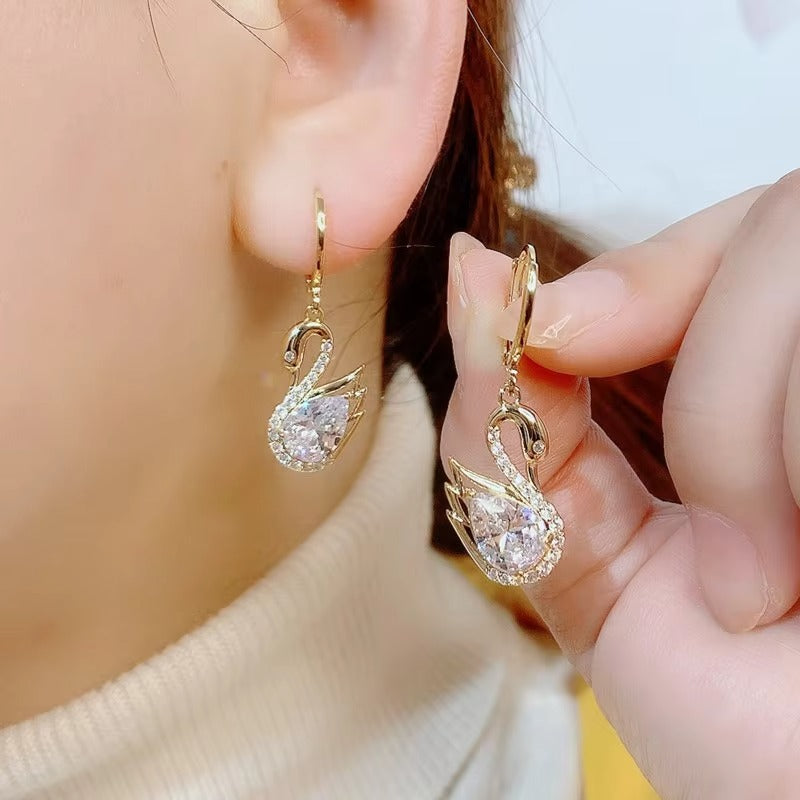 Sparkling Swan  Huggee Earrings