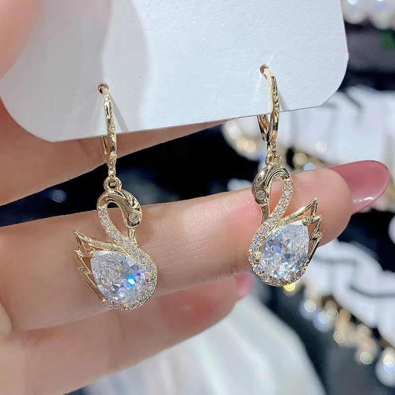 Sparkling Swan  Huggee Earrings