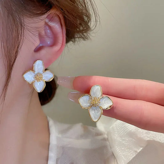 Enamel Delicate Flower Earrings