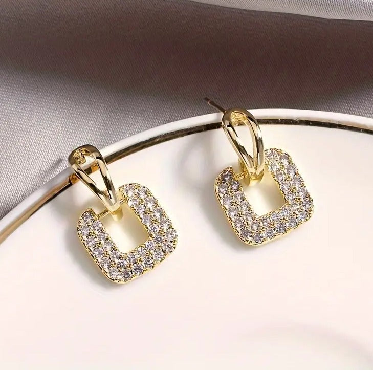 Stone Square Drop Studs