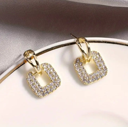 Stone Square Drop Studs