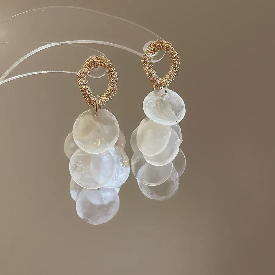 Exquisite Capiz Shell Natural Craft Long Earrings