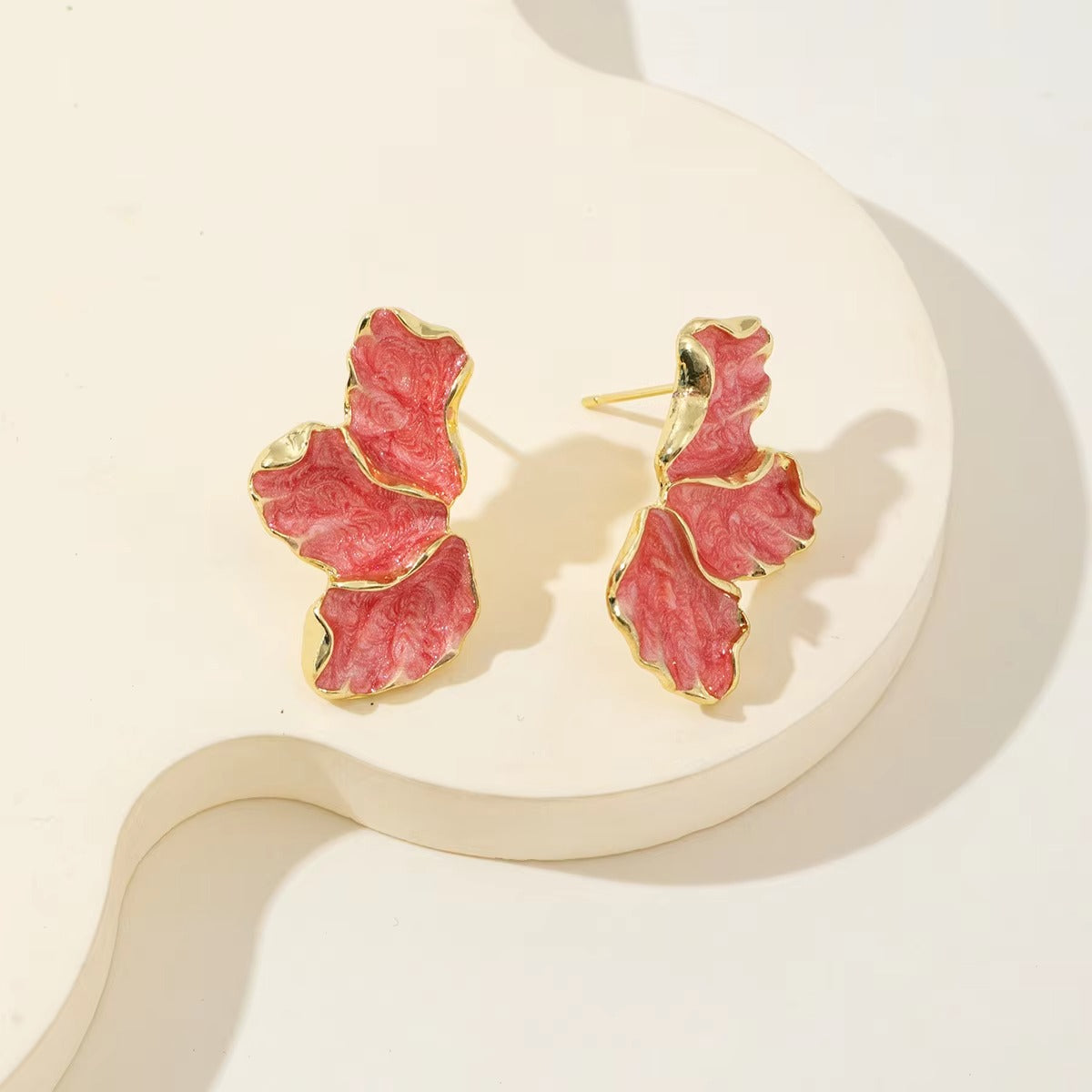Maple Leaf Flower Oil Drip Earrings
