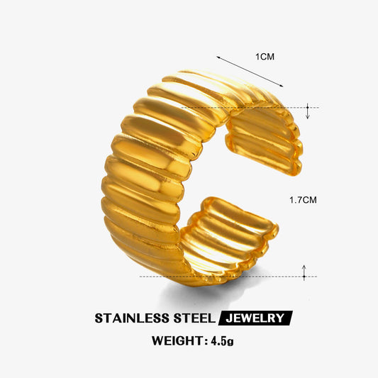 Anti-Tarnish Textured Curve Line Ring