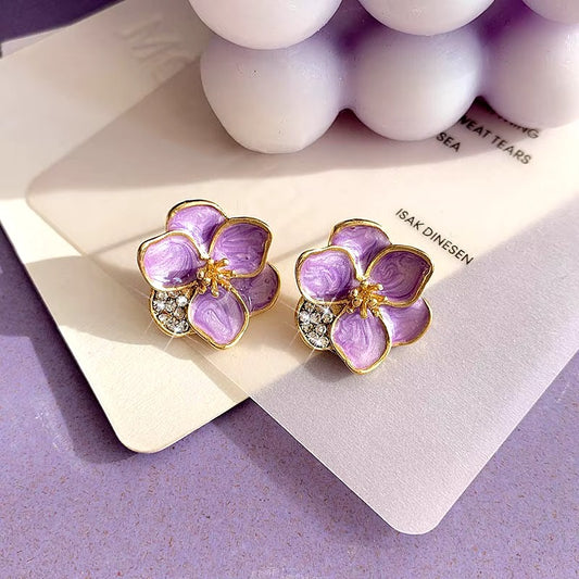 Lavender Enamel Floral Studs