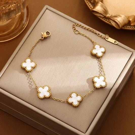 White Lucky Clover Bracelet