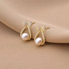 Bow Knot Pearl Stud Earrings