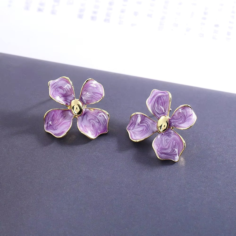 Lavender Enamel Floral Studs
