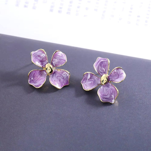 Lavender Enamel Floral Studs