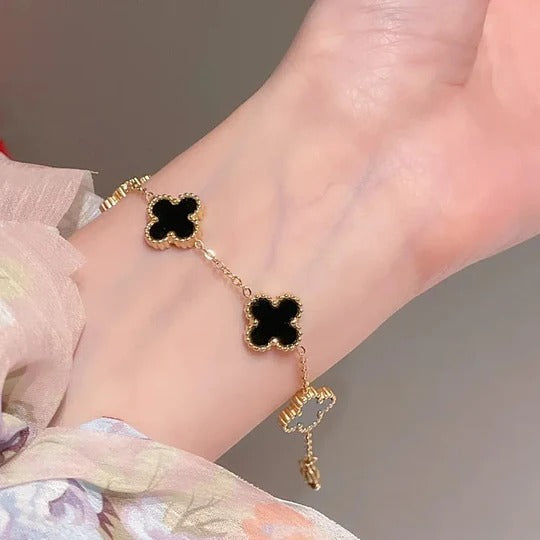 Black Lucky Clover Bracelet