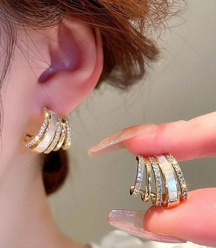 C-Shape Multi Layer Stud Earrings