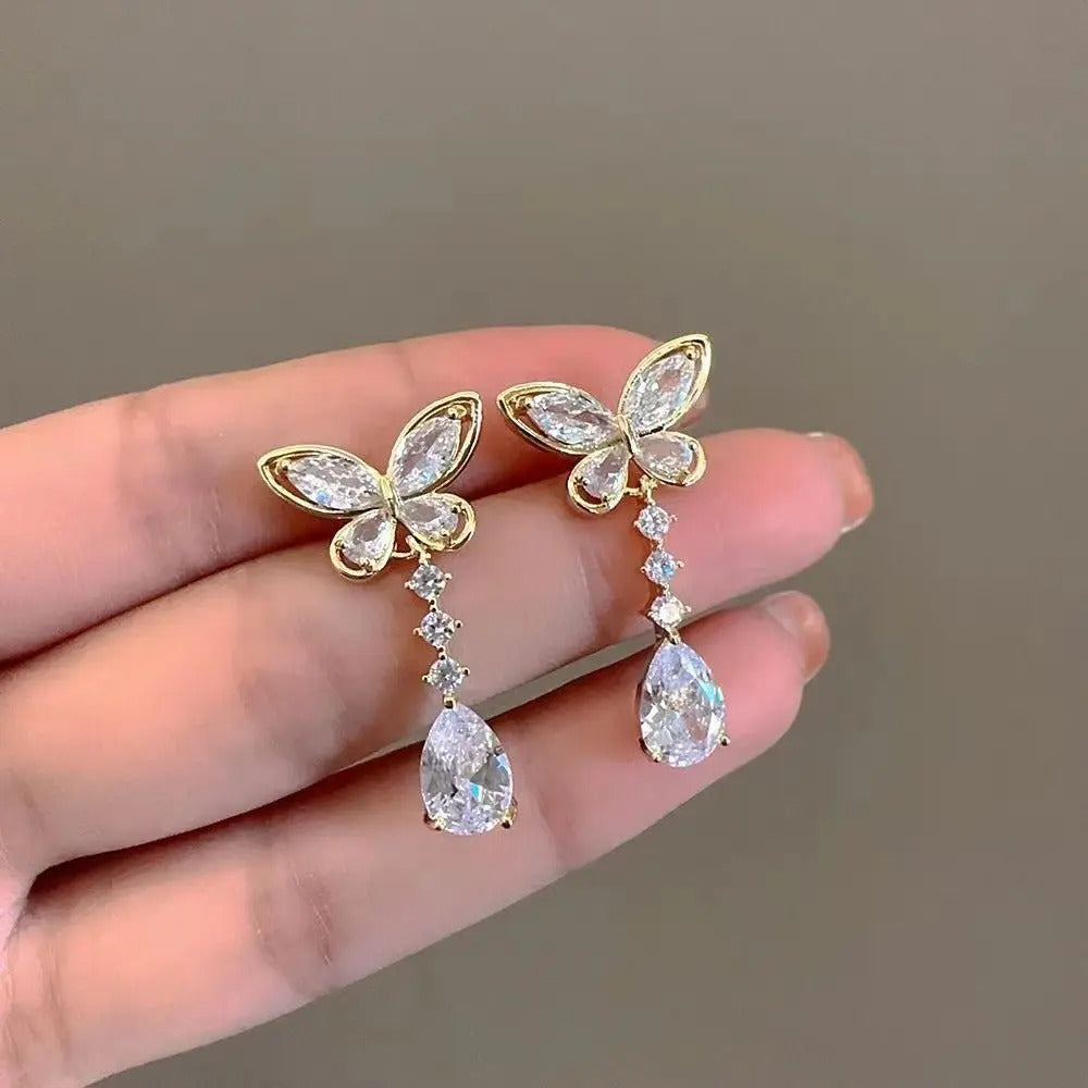 Butterfly  Crystal Drop Earrings