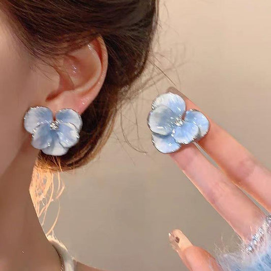 Butterfly Flower 3D Petal Oil-dripping Stud Earrings