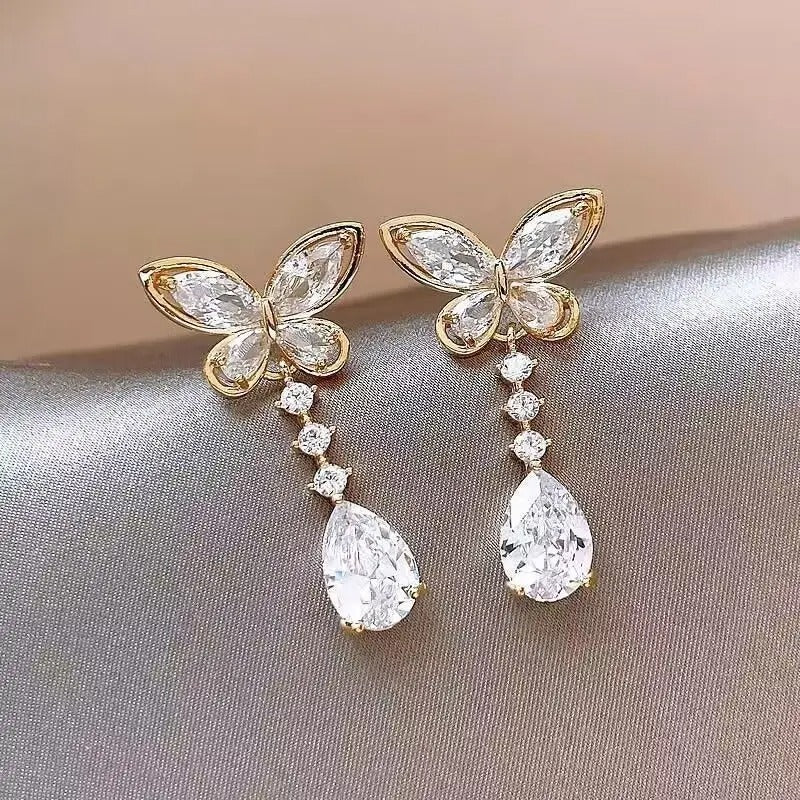 Butterfly  Crystal Drop Earrings
