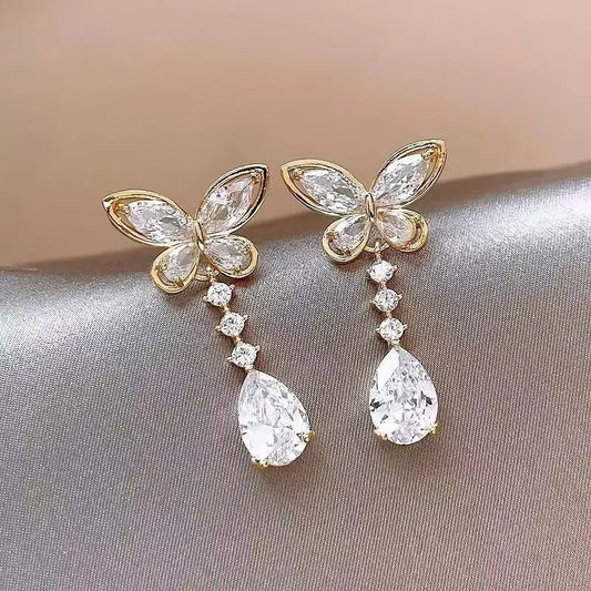 Butterfly  Crystal Drop Earrings