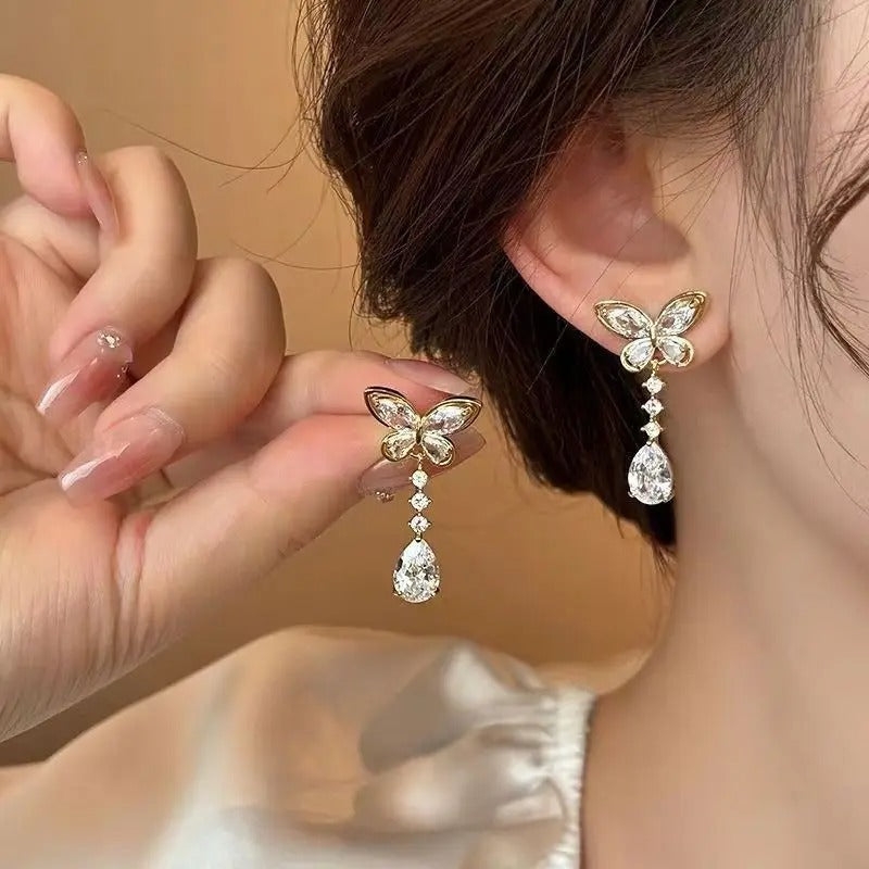 Butterfly  Crystal Drop Earrings