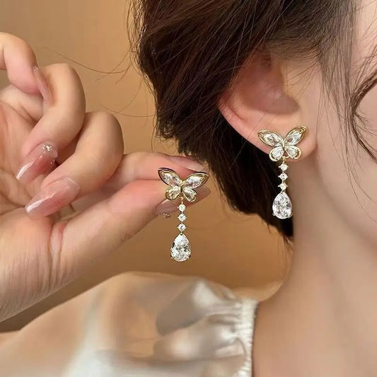 Butterfly  Crystal Drop Earrings
