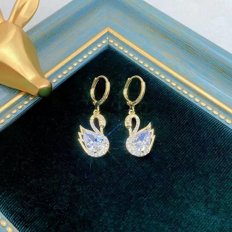 Sparkling Swan  Huggee Earrings