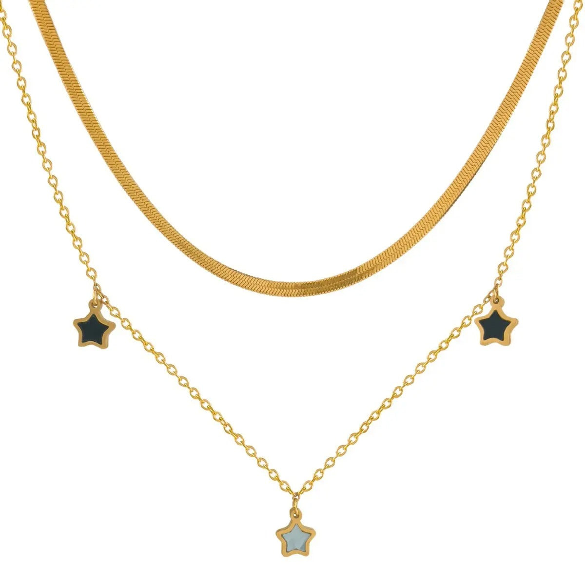 Snake Chain Star Chams Dual Chain Necklace