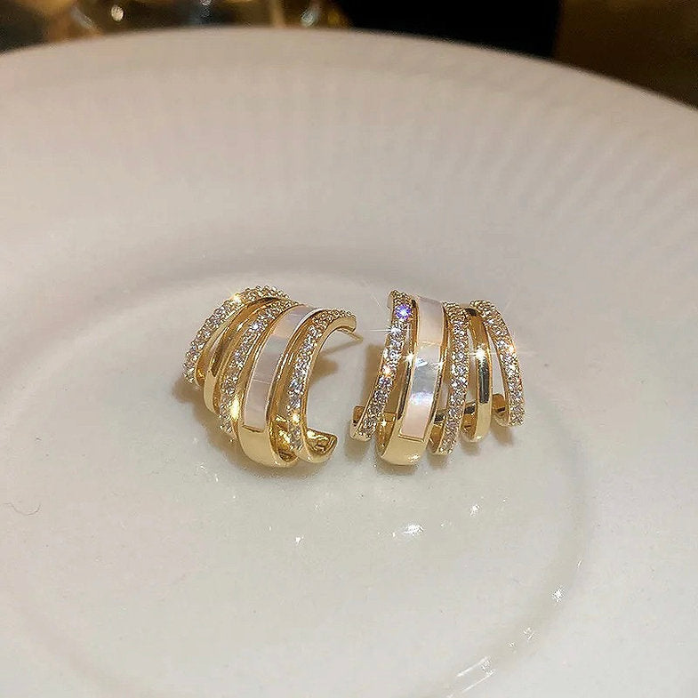 C-Shape Multi Layer Stud Earrings