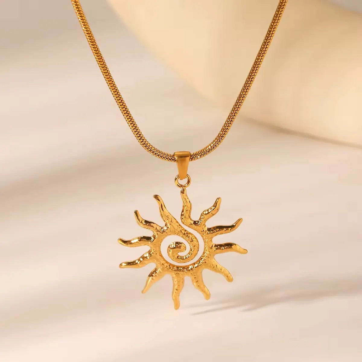 Spiral Sun Pendant Necklace
