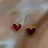 Blood Red Heart  Drop Hoops