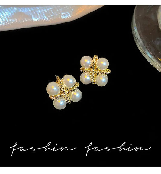 Cross Pearl Stud Earrings