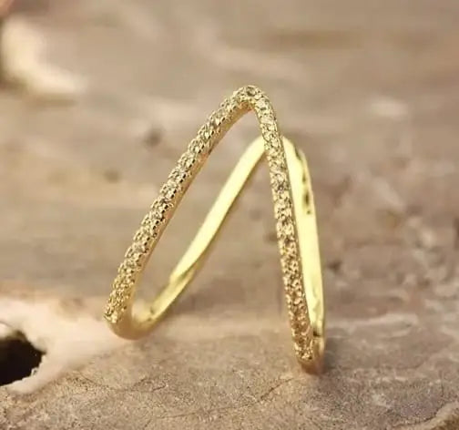 Anti-Tarnish Diamond V Shape Ring