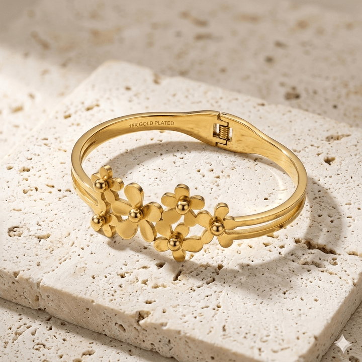 Anti Tarnish Flower Bunch Kada Bracelet