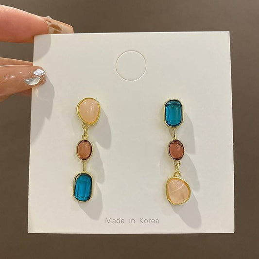 Asymmetric Color Vintage Color Studs Earring