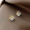 Rhinestone Bee Studs Earrings Cute Animal Earrings