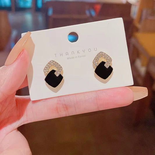 Cross Geometric Square Stud Earrings