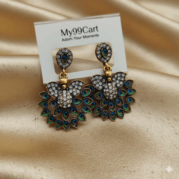 Oxidised Trendy Peacock Statement Earring