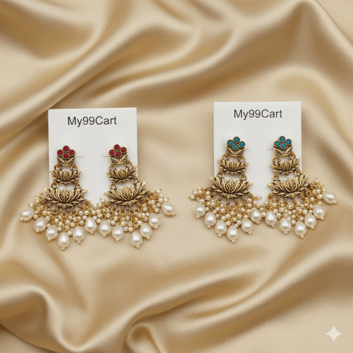 Oxidised Trendy Golden Finished Statement Earring