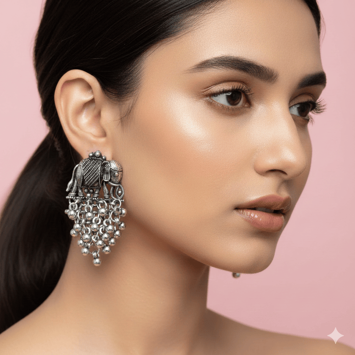 Oxidised Trendy Statement Earring