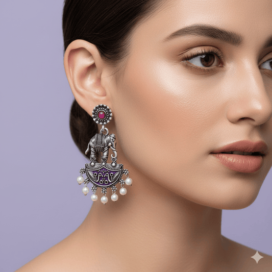 Oxidised Trendy Statement Earring