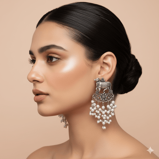 Oxidised Trendy Statement Earring