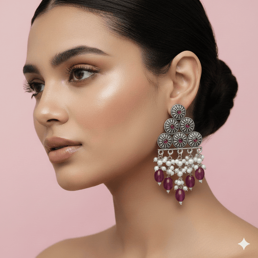 Oxidised Trendy Statement Earring