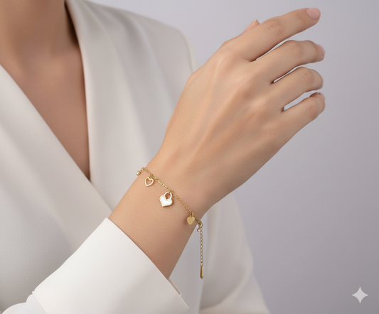 Anti Tarnish Little Cute Hanging Heart Bracelet