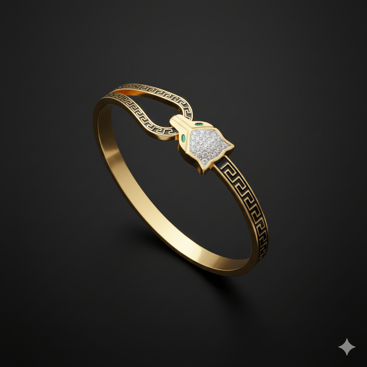 Anti Tarnish Fancy Cat Bangle Bracelet