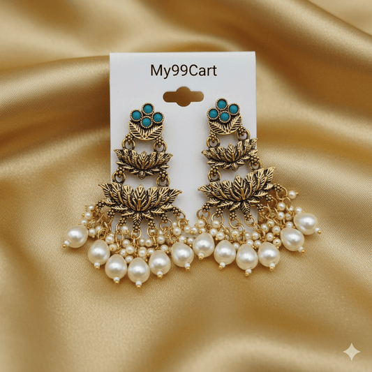 Oxidised Trendy Golden Finished Statement Earring