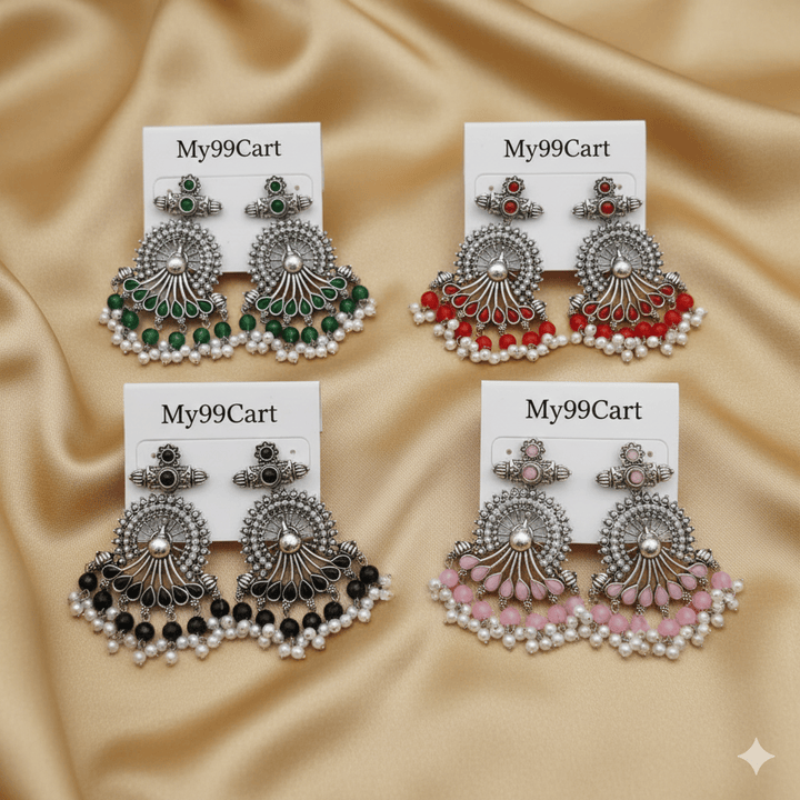 Oxidised Trendy Peacock Statement Earring