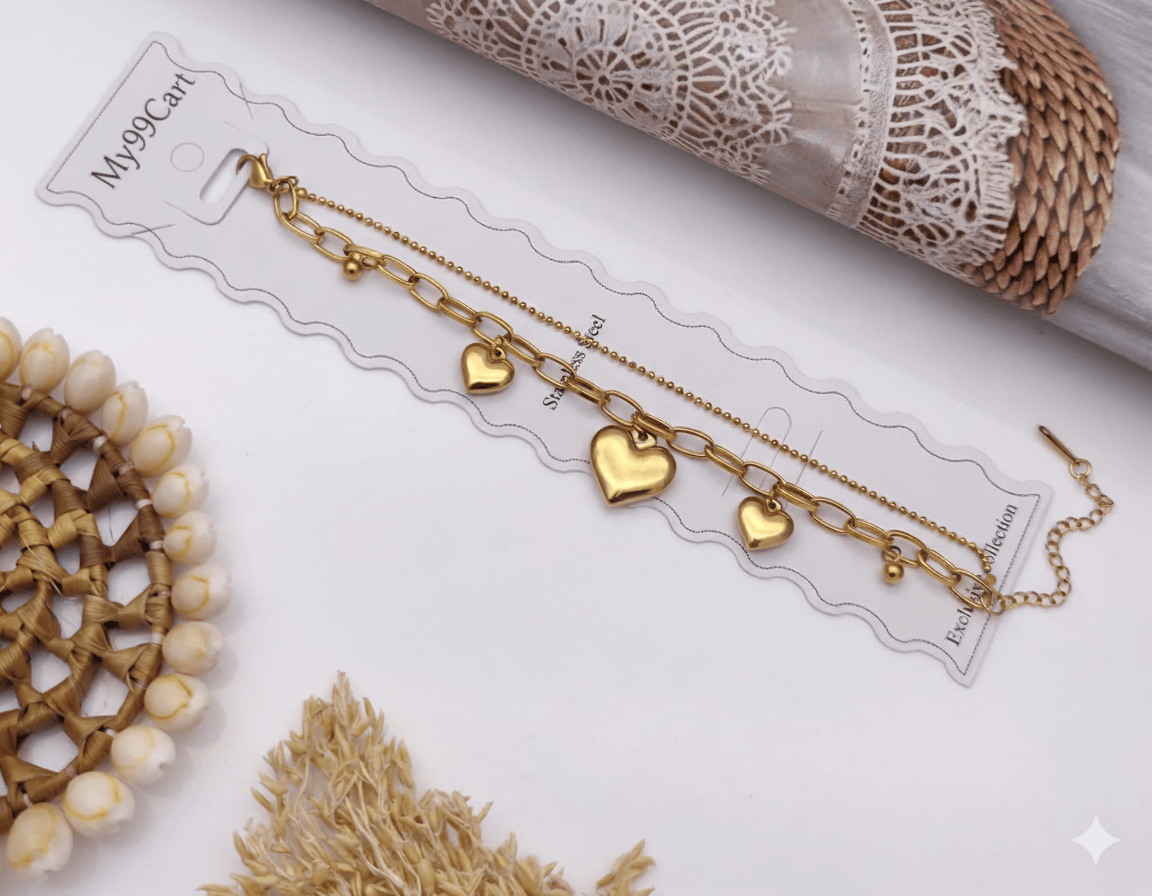 Anti Tarnish Dangling Heart Bracelet