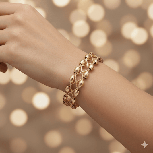 Gold Polished Fancy Bangle Bracelet