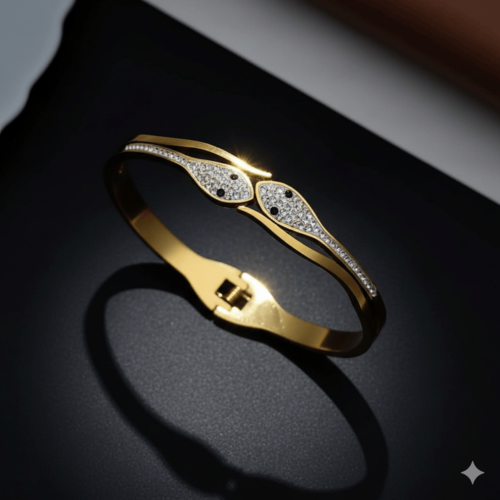 Anti Tarnish Fancy Duel Snake Bangle Bracelet