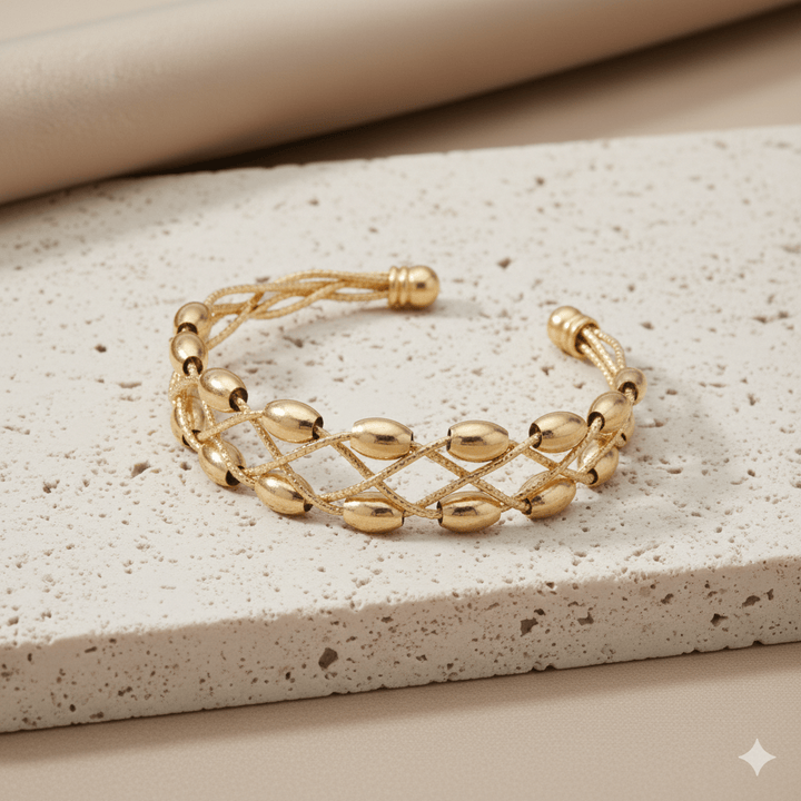 Gold Polished Fancy Bangle Bracelet